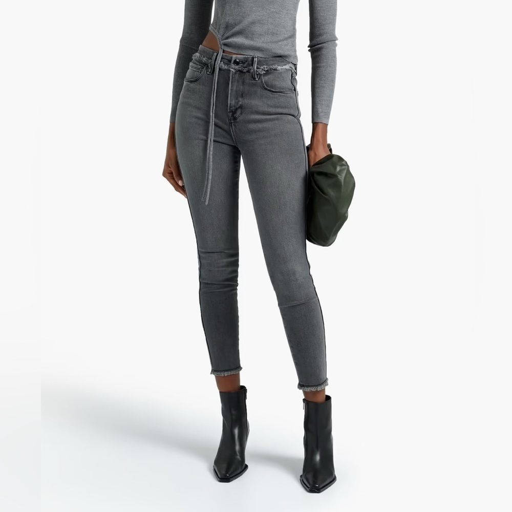 GOOD AMERICAN Good Curve cropped frayed mid-rise skinny jeans 4/27